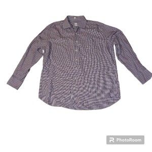 Peter Millar Men's‎ Extra Large Red Button Up Long Sleeve Casual Shirt Cotton